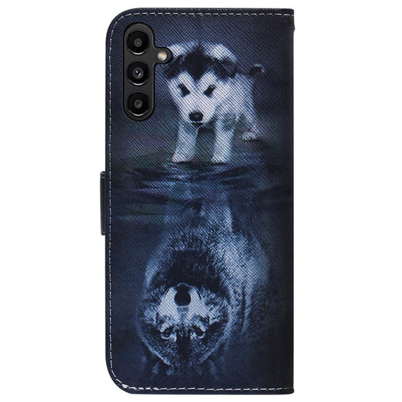 Samsung Galaxy A25 (5G) Læder Cover m. Pung & Print - Hund & Ulv