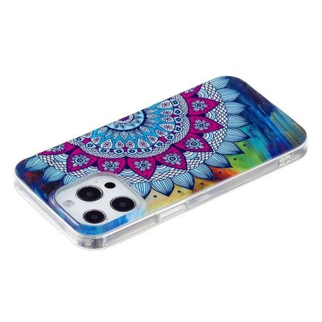 iPhone 15 Pro Selvlysende Fleksibelt Plastik Cover m. Print - Mandala Blomst