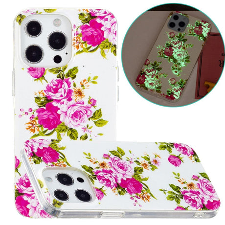 iPhone 15 Pro Selvlysende Fleksibelt Plastik Cover m. Print - Roser