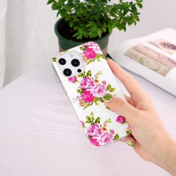 iPhone 15 Pro Selvlysende Fleksibelt Plastik Cover m. Print - Roser