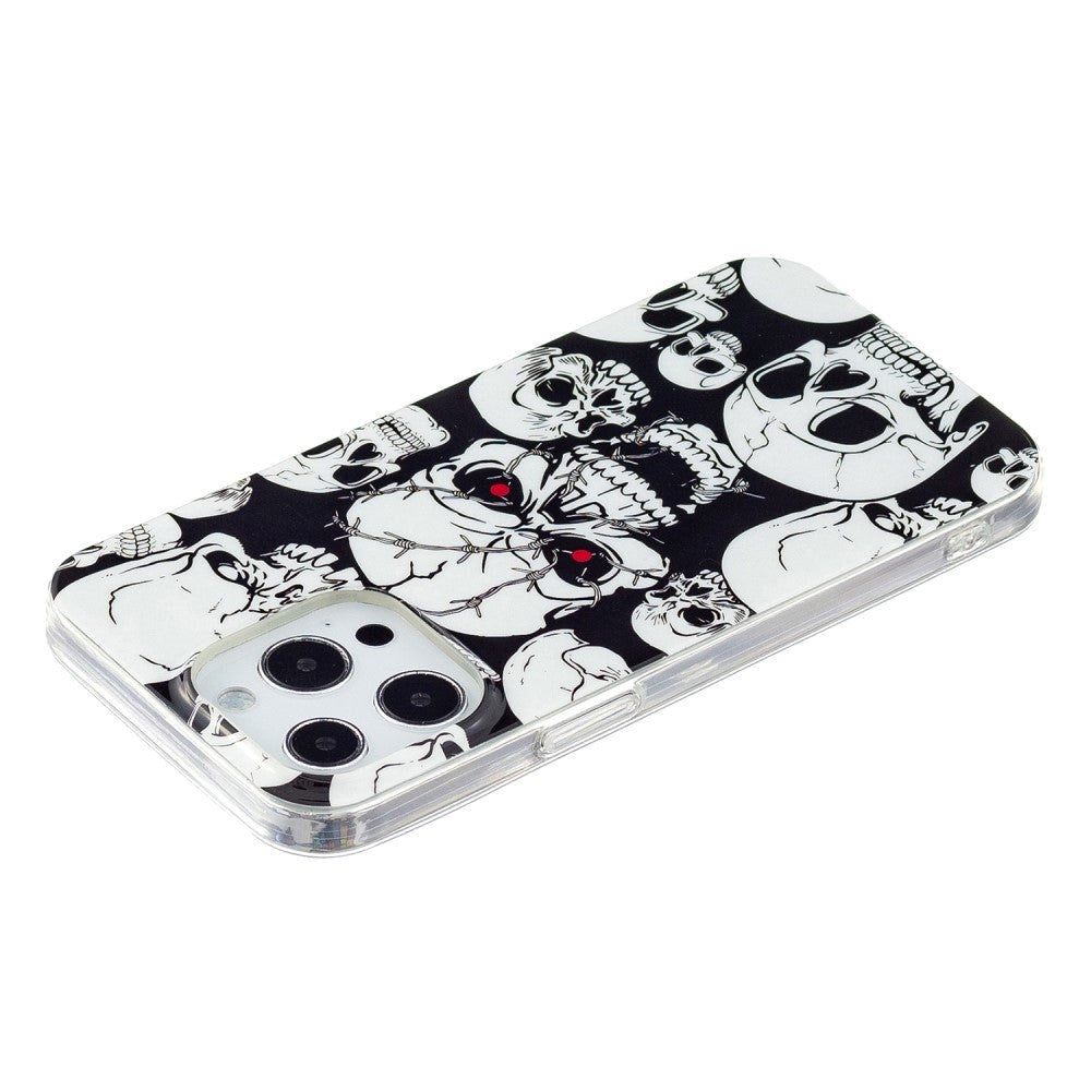 iPhone 15 Pro Selvlysende Fleksibelt Plastik Cover m. Print - Dødningehoveder