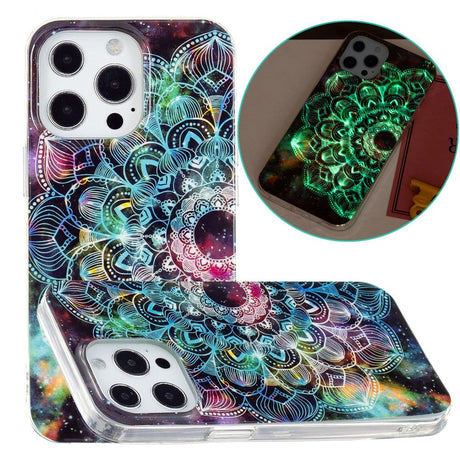 iPhone 15 Pro Selvlysende Fleksibelt Plastik Cover m. Print - Mandala