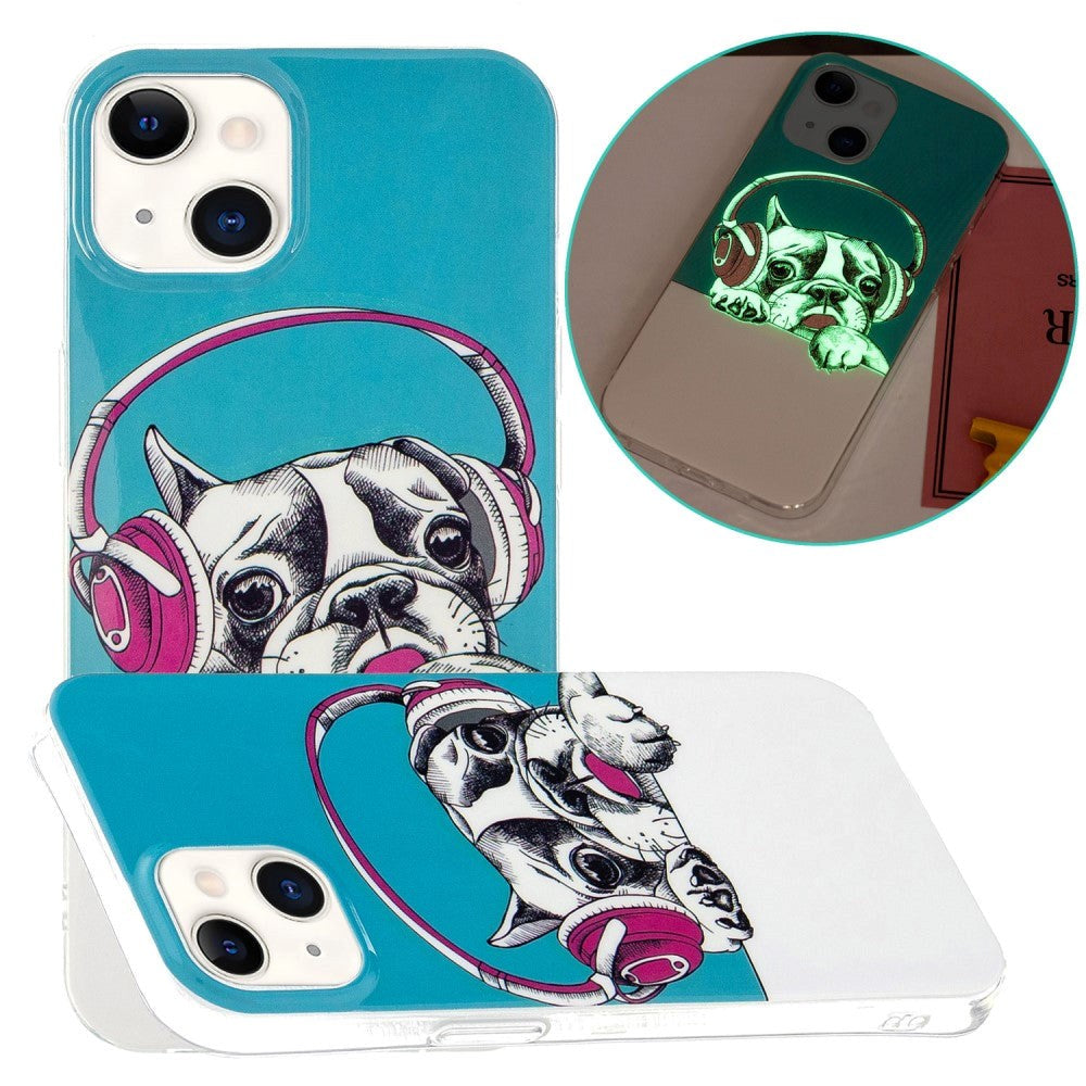 iPhone 15 Selvlysende Fleksibelt Plastik Cover m. Print - Fransk Bulldog