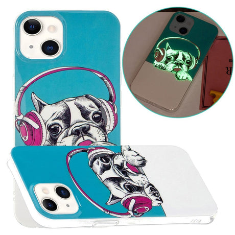 iPhone 15 Selvlysende Fleksibelt Plastik Cover m. Print - Fransk Bulldog