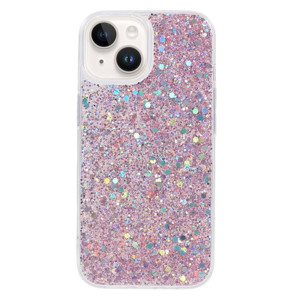 iPhone 15 Plus Glitter Cover - Lyserød