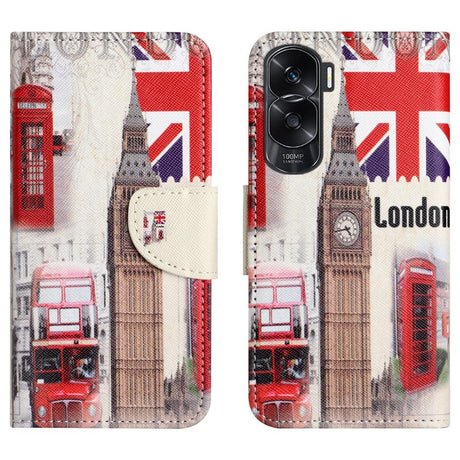 Honor 90 Lite Læder Cover m. Pung & Ståfunktion - London Big Ben