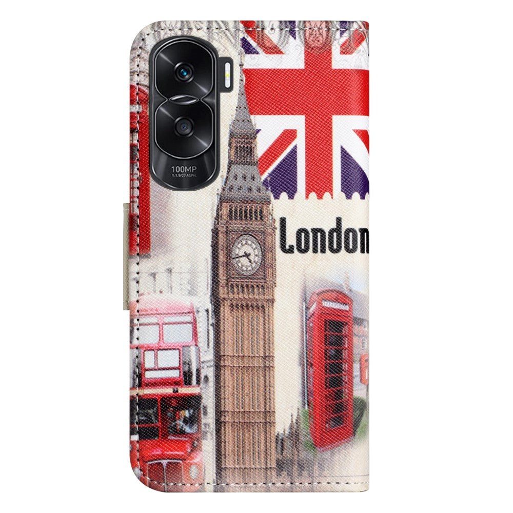 Honor 90 Lite Læder Cover m. Pung & Ståfunktion - London Big Ben