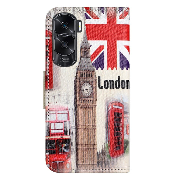Honor 90 Lite Læder Cover m. Pung & Ståfunktion - London Big Ben