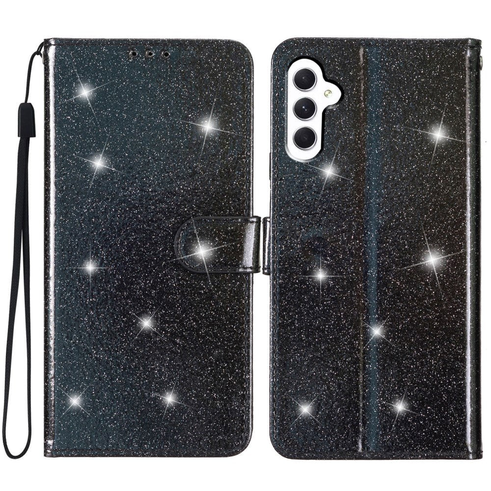 Samsung Galaxy S23 FE Læder Cover m. Pung & Strop - Glimmer - Sort