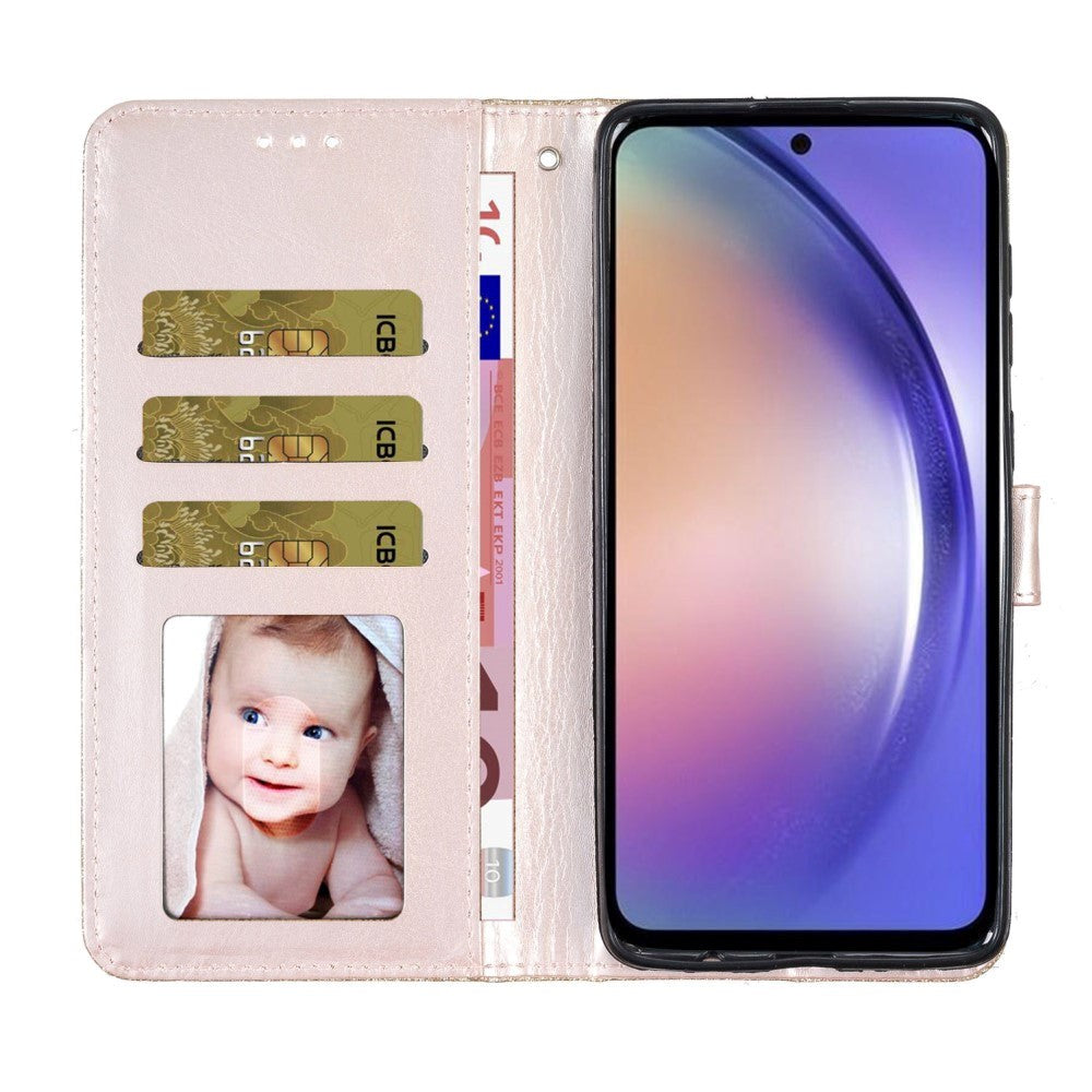 Samsung Galaxy A25 (5G) Læder Cover m. Pung & Strop - Glimmer - Guld