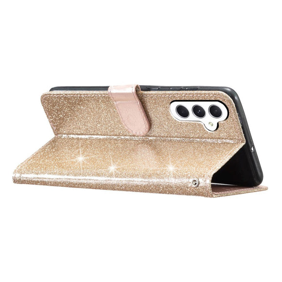 Samsung Galaxy A25 (5G) Læder Cover m. Pung & Strop - Glimmer - Guld