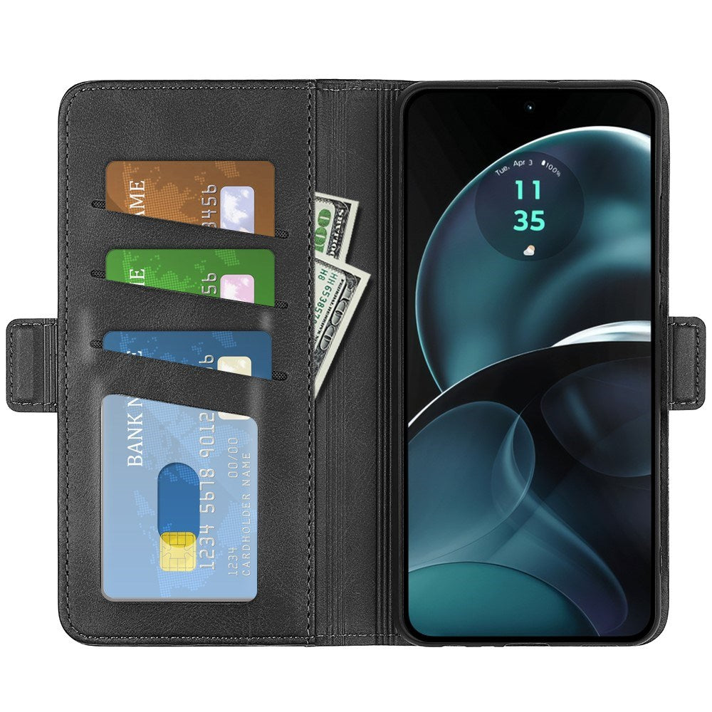 EIDERWOOD Motorola Moto G14 Blankt Læder Cover m. Pung & Ståfunktion - Sort