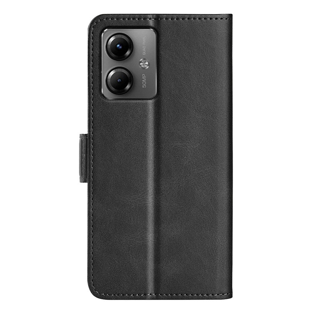 EIDERWOOD Motorola Moto G14 Blankt Læder Cover m. Pung & Ståfunktion - Sort