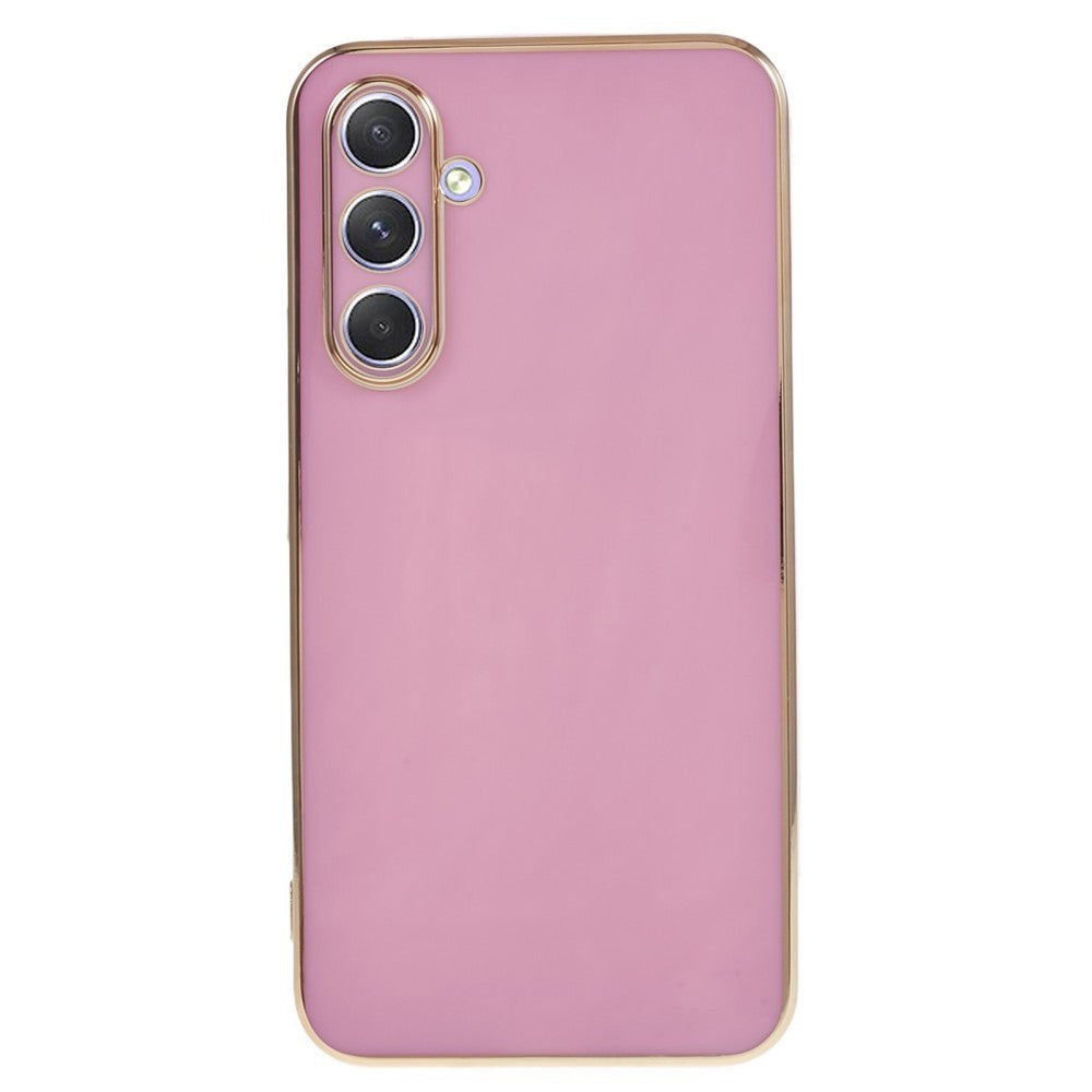Samsung Galaxy A25 (5G) Fleksibelt Plastik Cover m. Guld Kant - Lilla