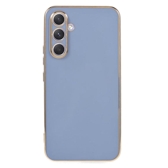 Samsung Galaxy A25 (5G) Fleksibelt Plastik Cover m. Guld Kant - Blå