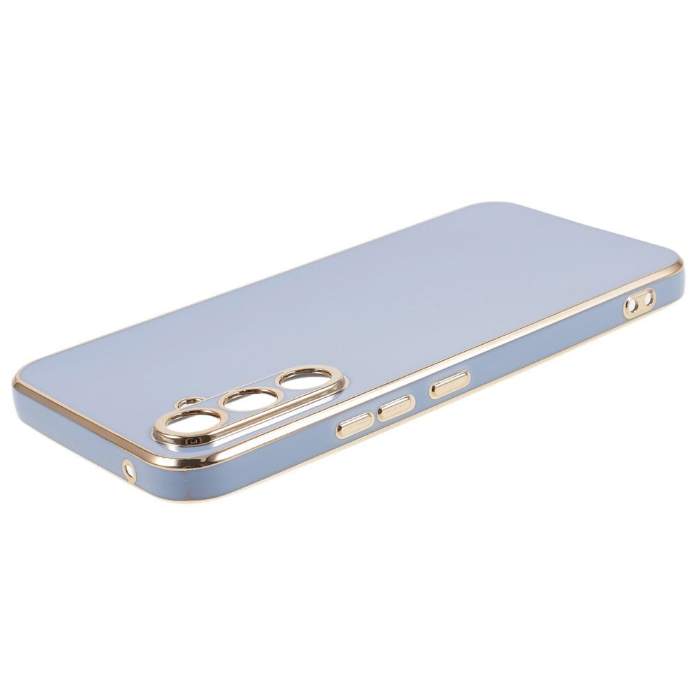 Samsung Galaxy A25 (5G) Fleksibelt Plastik Cover m. Guld Kant - Blå