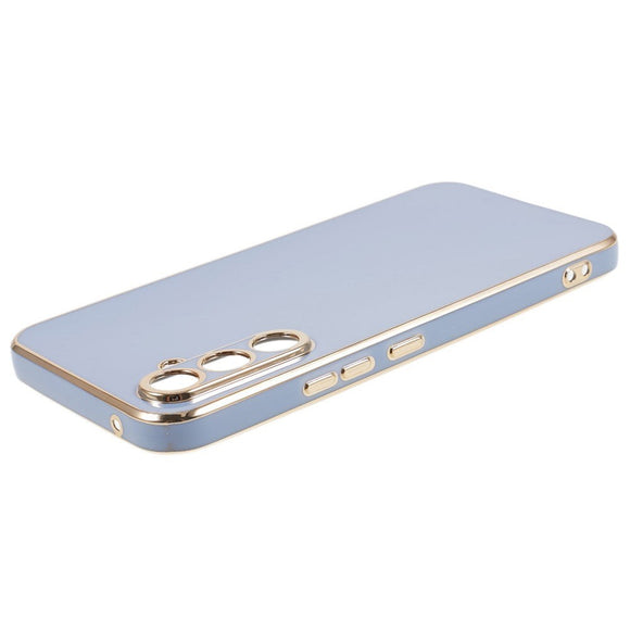 Samsung Galaxy A25 (5G) Fleksibelt Plastik Cover m. Guld Kant - Blå