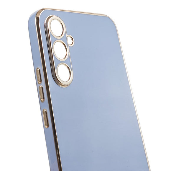 Samsung Galaxy A25 (5G) Fleksibelt Plastik Cover m. Guld Kant - Blå