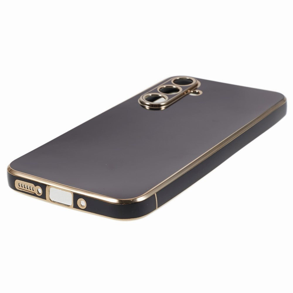 Samsung Galaxy S23 FE Fleksibelt Plastik Cover m. Guld Kant - Sort