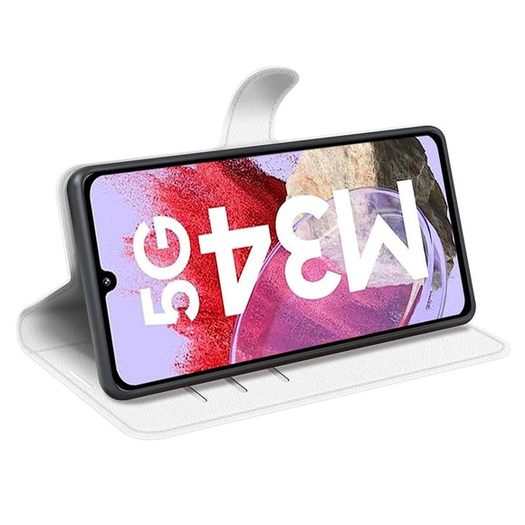 Samsung Galaxy M34 (5G) / F34 (5G) Litchi Læder Cover m. Pung - Hvid