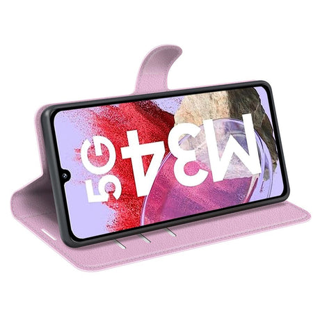 Samsung Galaxy M34 (5G) / F34 (5G) Litchi Læder Cover m. Pung - Baby Lyserød