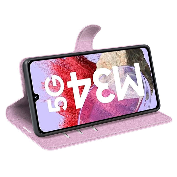 Samsung Galaxy M34 (5G) / F34 (5G) Litchi Læder Cover m. Pung - Baby Lyserød