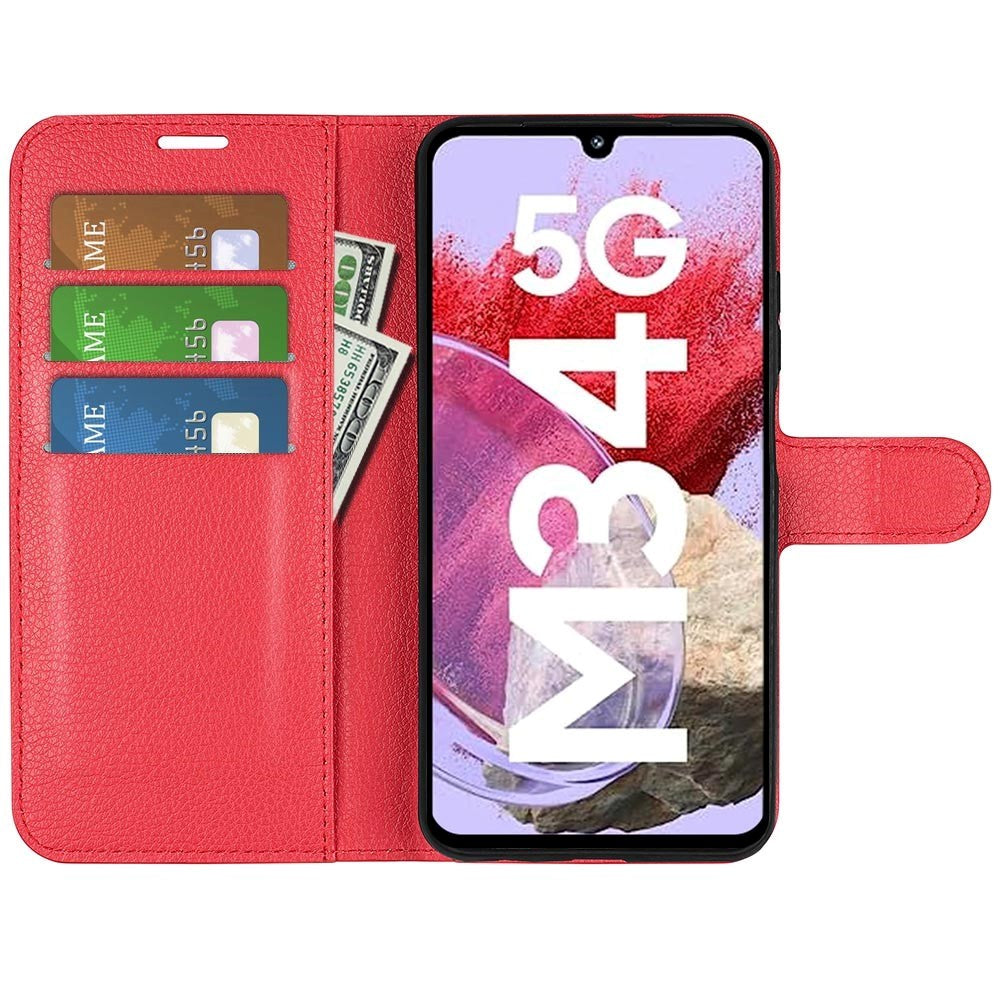 Samsung Galaxy M34 (5G) / F34 (5G) Litchi Læder Cover m. Pung - Rød