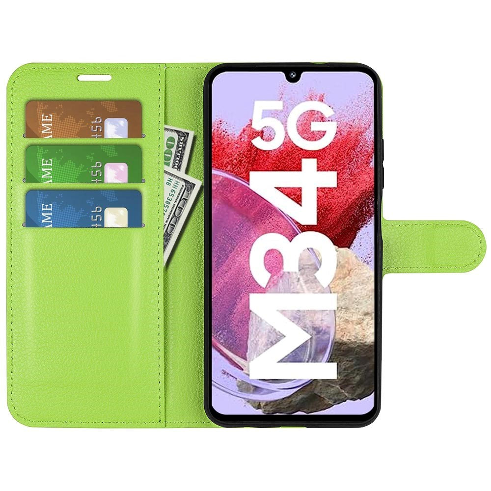 Samsung Galaxy M34 (5G) / F34 (5G) Litchi Læder Cover m. Pung - Grøn