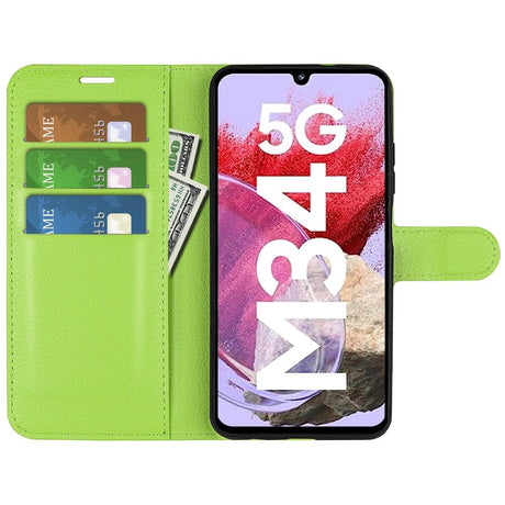 Samsung Galaxy M34 (5G) / F34 (5G) Litchi Læder Cover m. Pung - Grøn