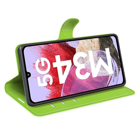 Samsung Galaxy M34 (5G) / F34 (5G) Litchi Læder Cover m. Pung - Grøn