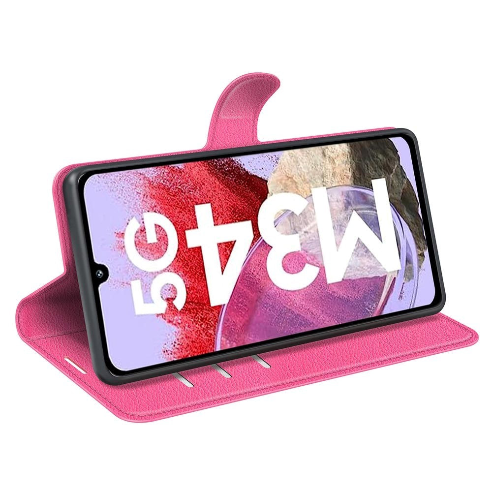 Samsung Galaxy M34 (5G) / F34 (5G) Litchi Læder Cover m. Pung - Lyserød