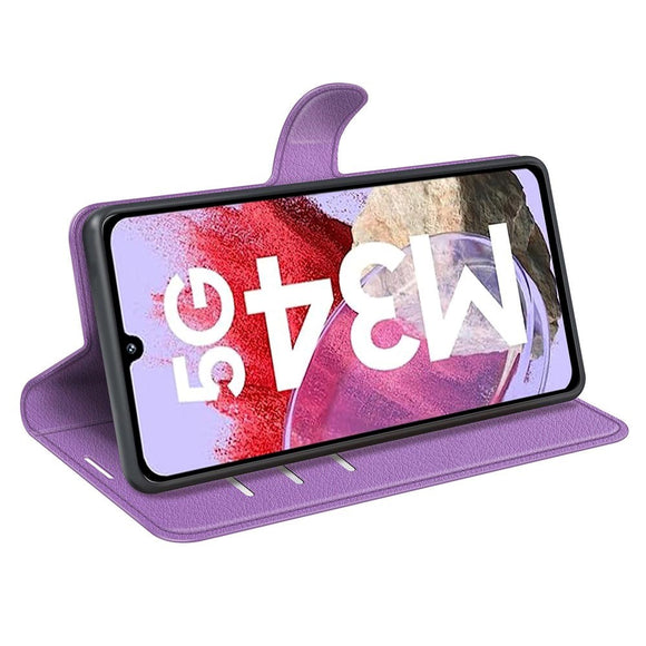 Samsung Galaxy M34 (5G) / F34 (5G) Litchi Læder Cover m. Pung - Lilla
