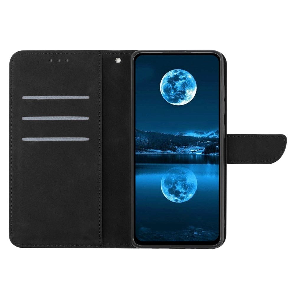 Realme 11 5G Mønstret Læder Cover m. Pung & Strop - Sort
