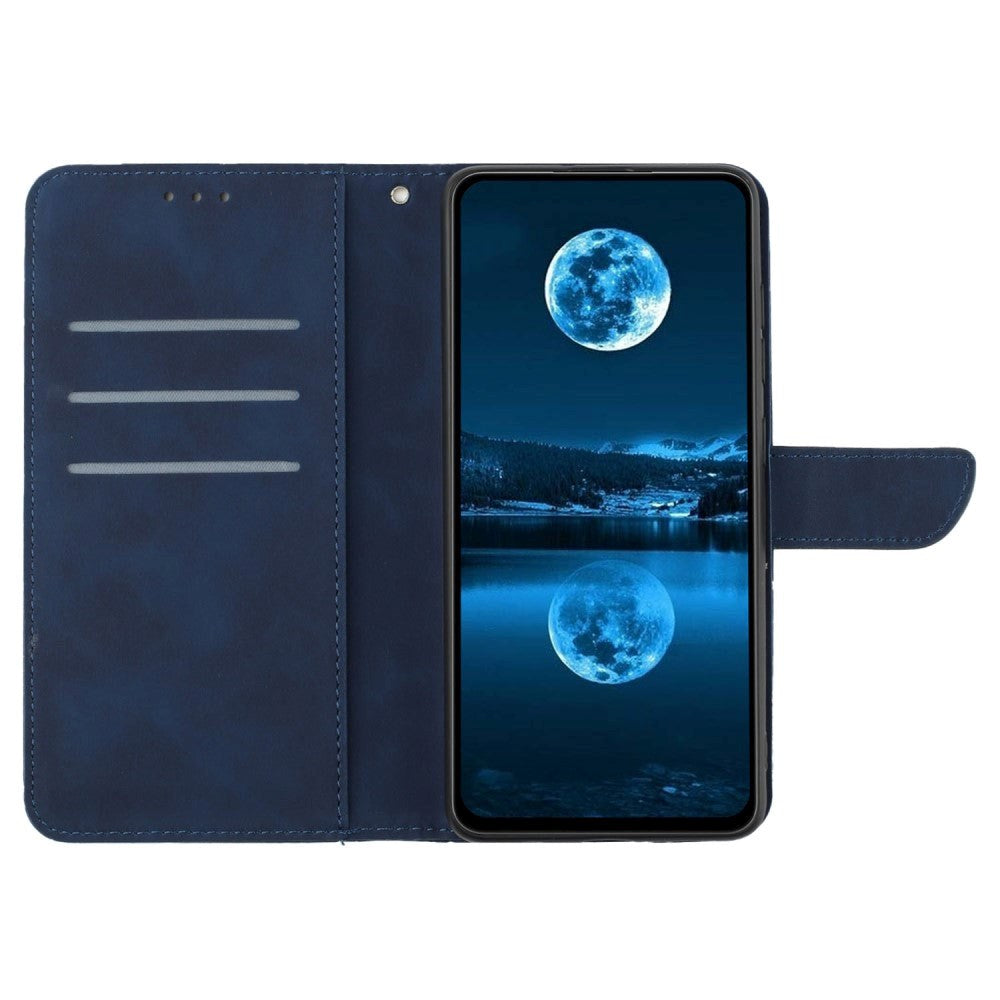 Realme 11 5G Mønstret Læder Cover m. Pung & Strop - Blå