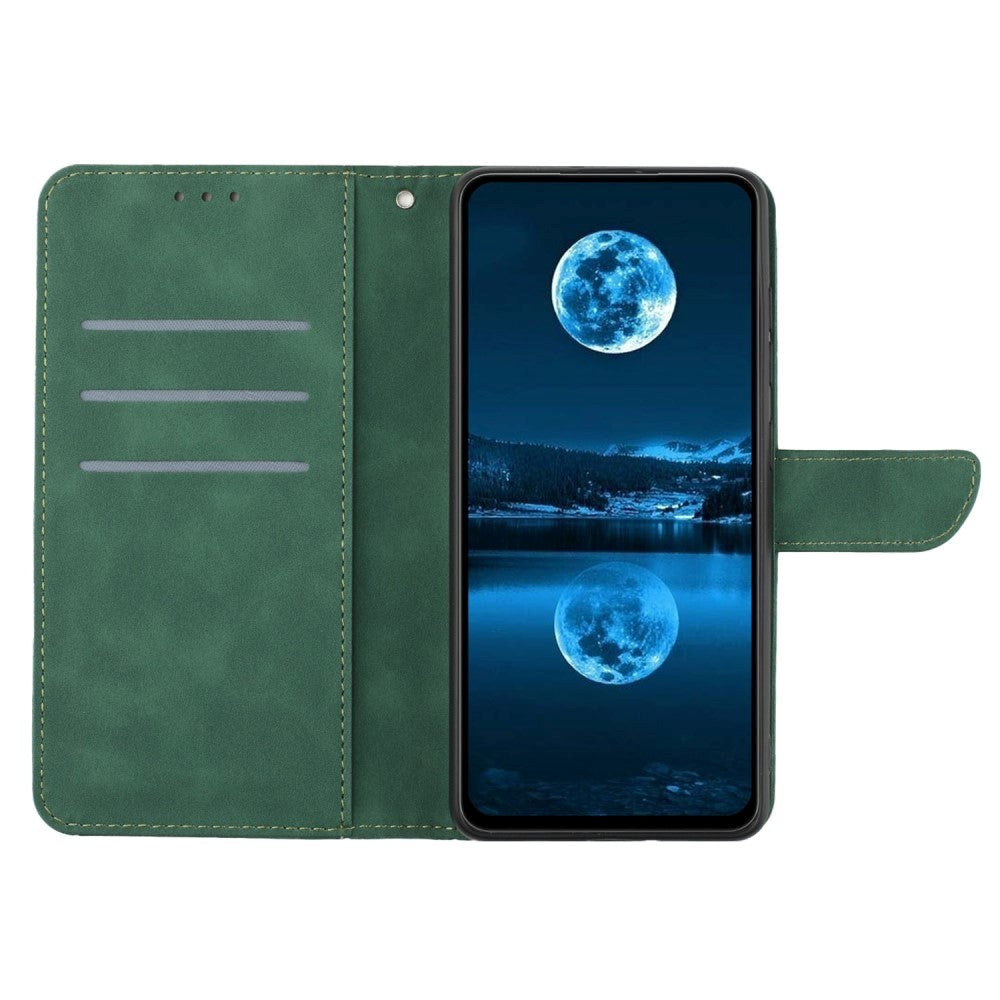 Realme 11 5G Mønstret Læder Cover m. Pung & Strop - Grøn