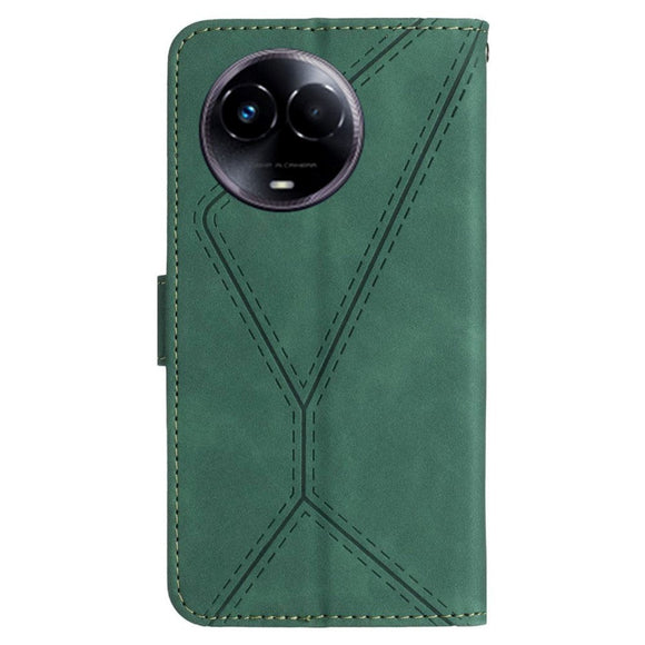 Realme 11 5G Mønstret Læder Cover m. Pung & Strop - Grøn