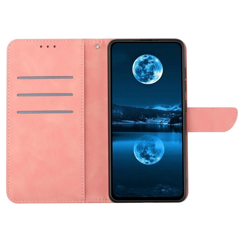 Realme 11 5G Mønstret Læder Cover m. Pung & Strop - Lyserød
