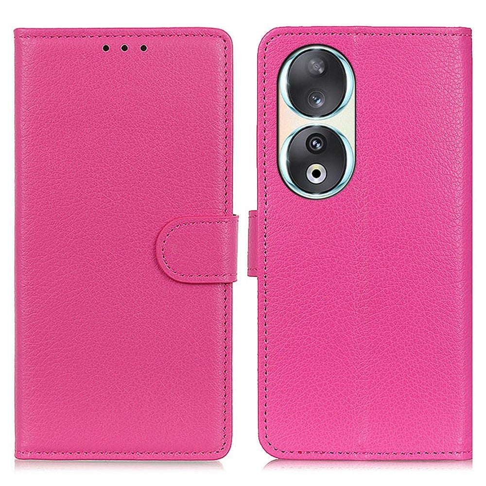 Honor 90 Litchi Læder Cover m. Pung - Pink