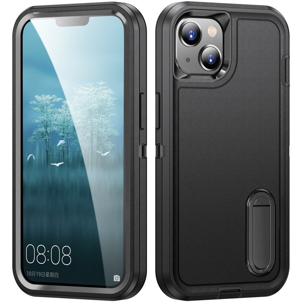 iPhone 15 Hybrid Håndværker Cover m. Kickstand - Sort