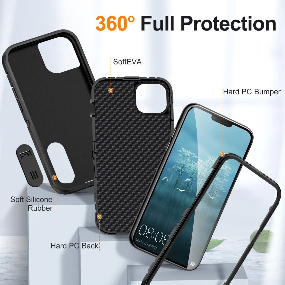 iPhone 15 Hybrid Håndværker Cover m. Kickstand - Sort
