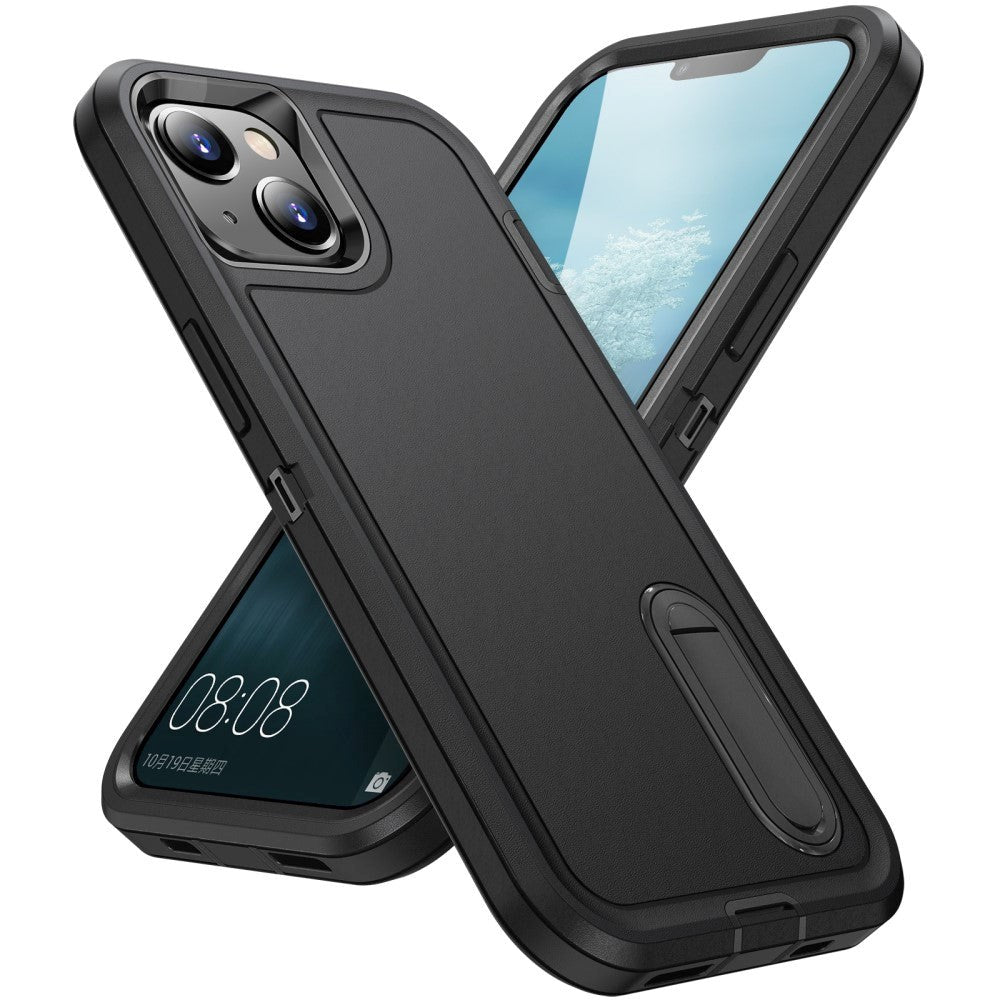 iPhone 15 Hybrid Håndværker Cover m. Kickstand - Sort