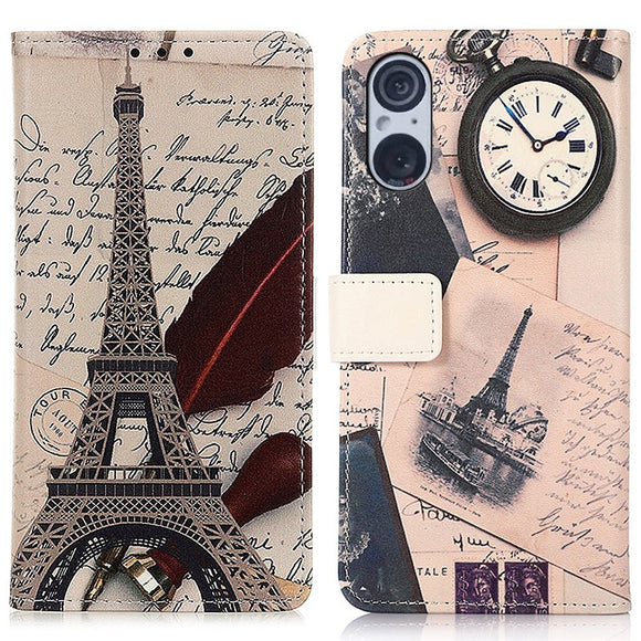 Sony Xperia 5 V Læder Cover m. Pung - Eiffeltårnet