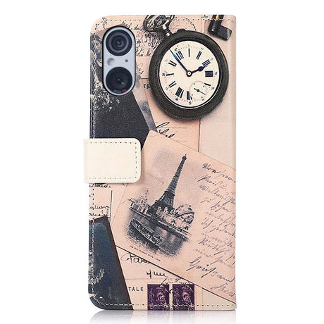 Sony Xperia 5 V Læder Cover m. Pung - Eiffeltårnet