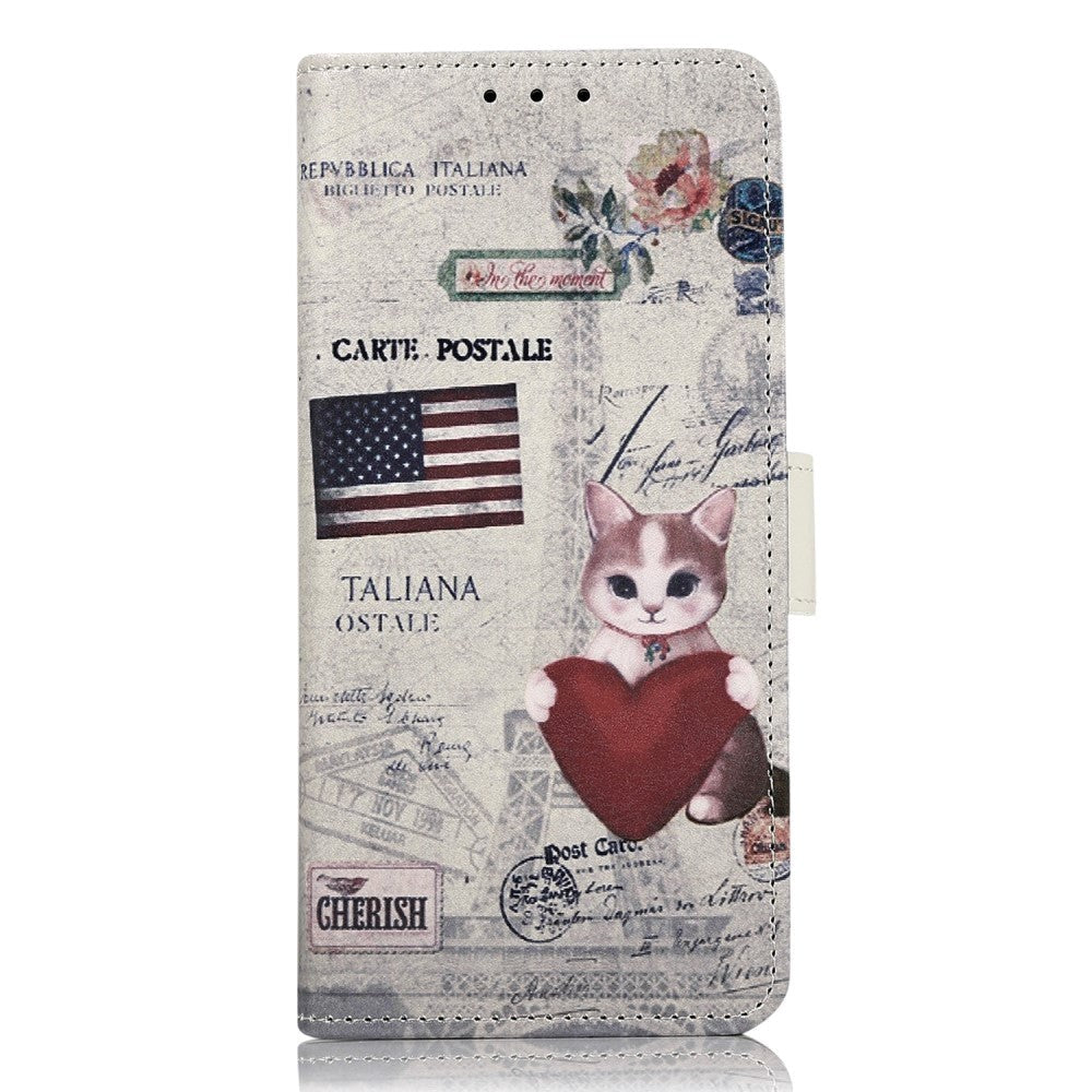 Sony Xperia 5 V Læder Cover m. Pung - Kat m. Hjerte