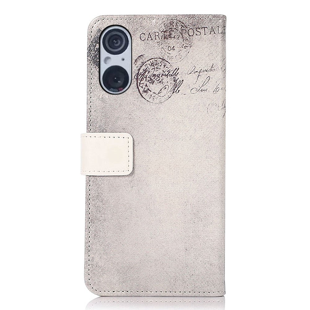 Sony Xperia 5 V Læder Cover m. Pung - Kat m. Hjerte