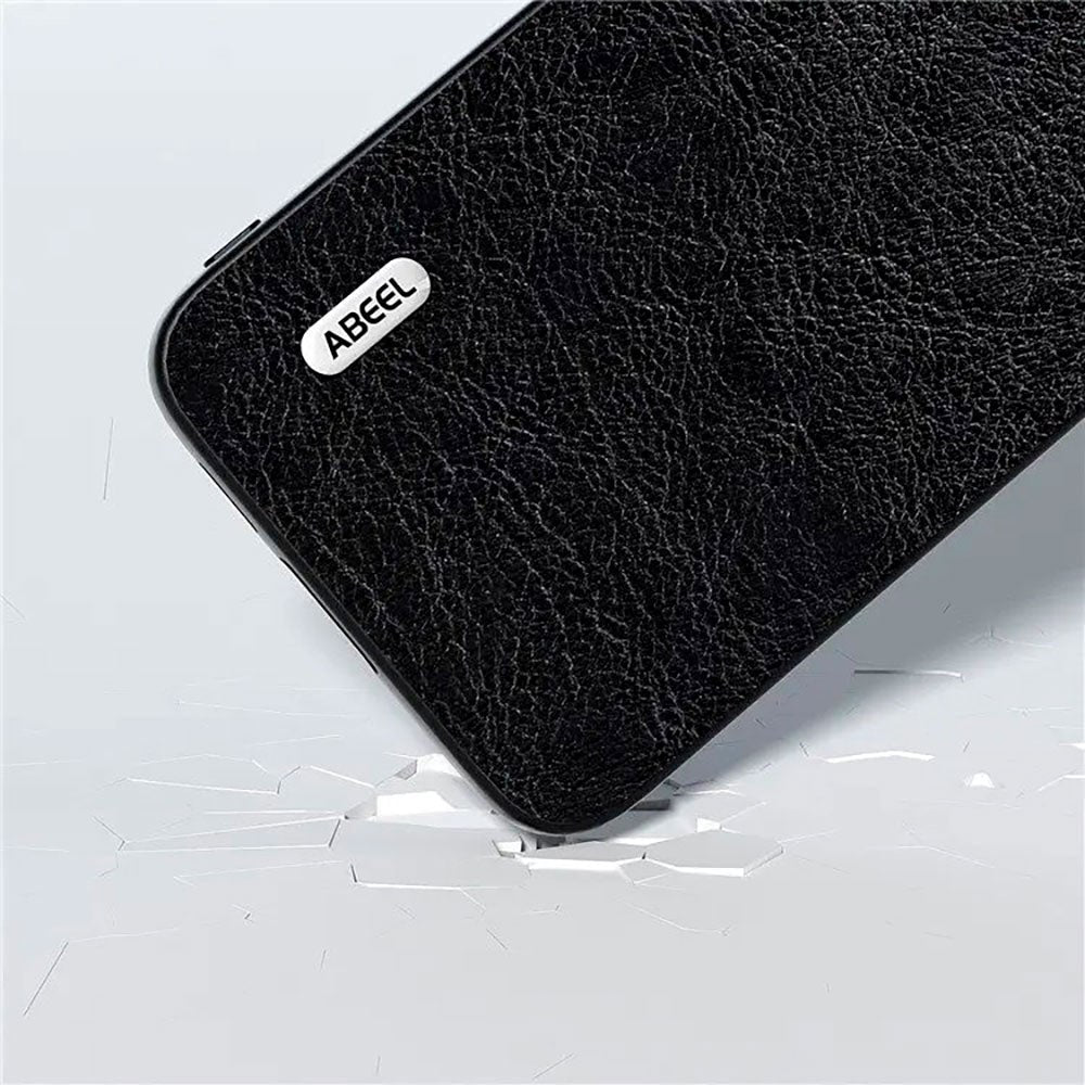 Sony Xperia 5 V Litchi Læderbelagt Plastik Cover - Sort