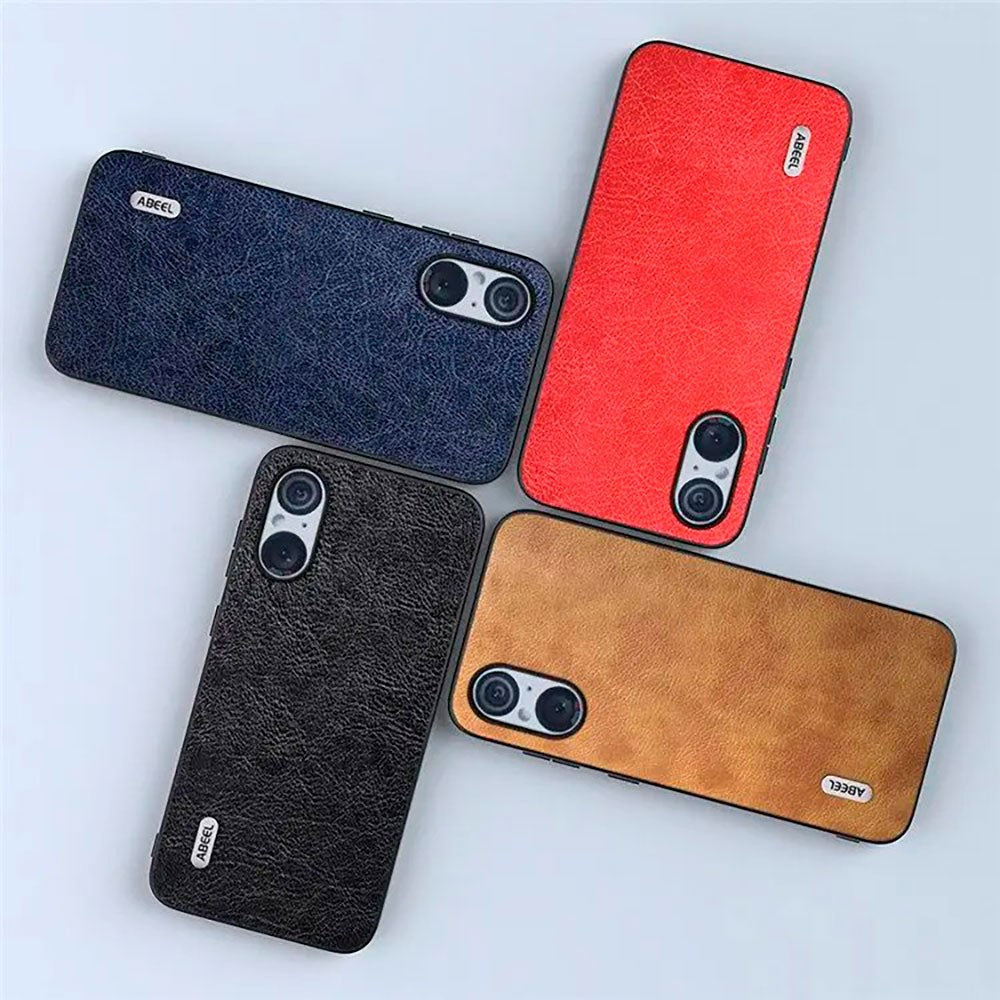 Sony Xperia 5 V Litchi Læderbelagt Plastik Cover - Sort