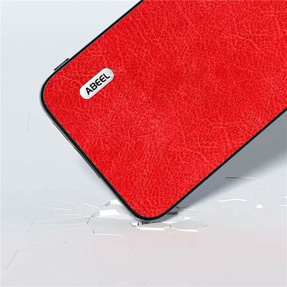 Sony Xperia 5 V Litchi Læderbelagt Plastik Cover - Rød