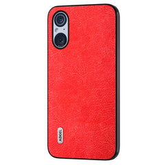 Sony Xperia 5 V Litchi Læderbelagt Plastik Cover - Rød