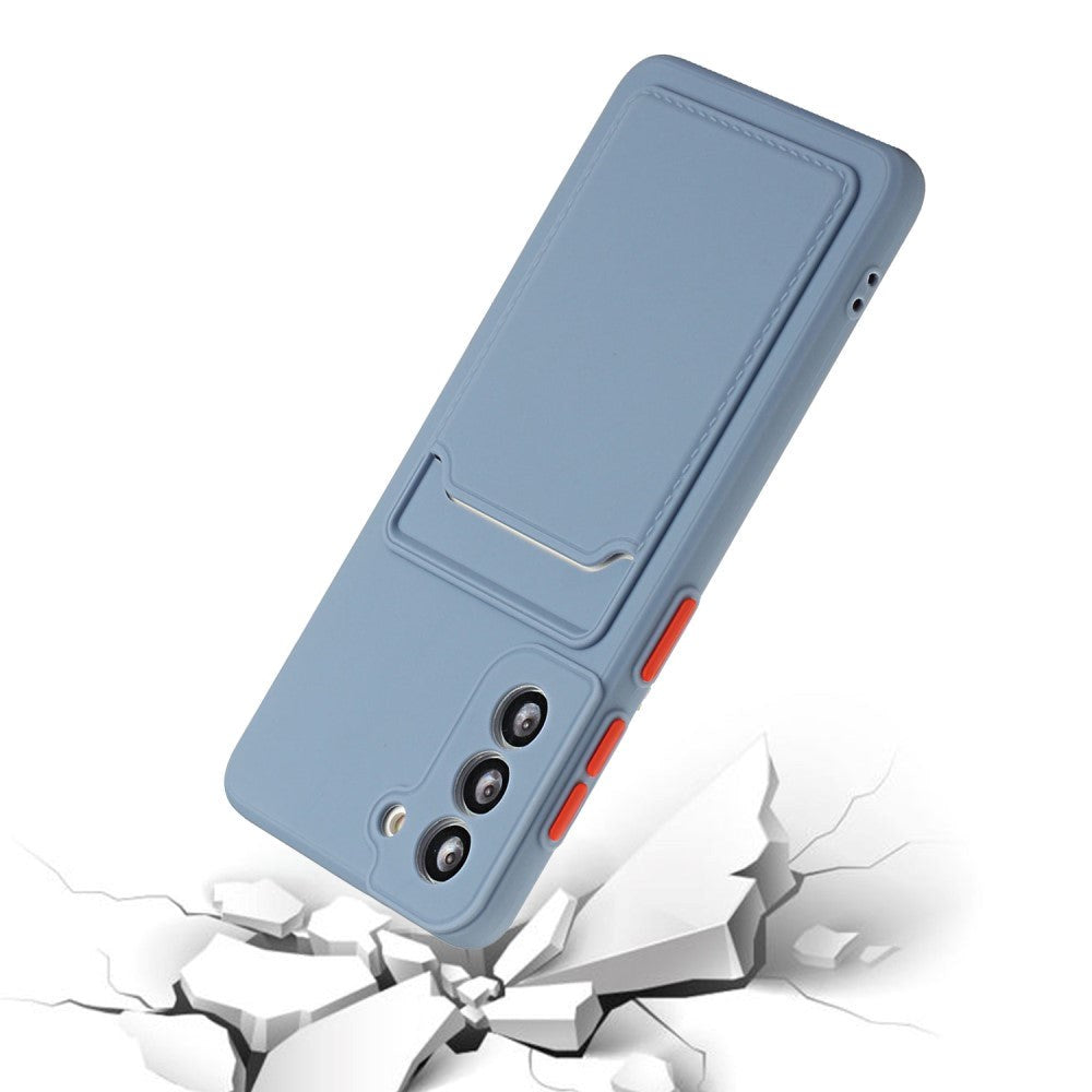 Samsung Galaxy S23 FE Fleksibelt Plastik Cover m. Kortholder - Gråblå